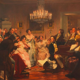 Peinture d'une fête avec Schubert